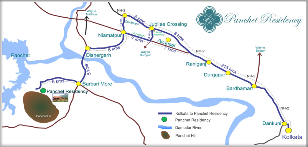 Road map to panchet residency from kolkata